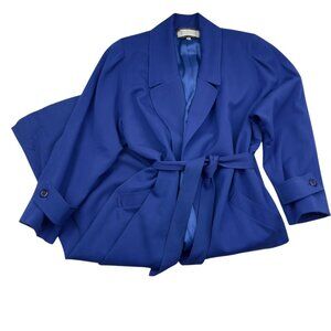 Sara Roberts Vintage 100% Wool Stunning Royal Classic Trench Coat Women's SZ 10